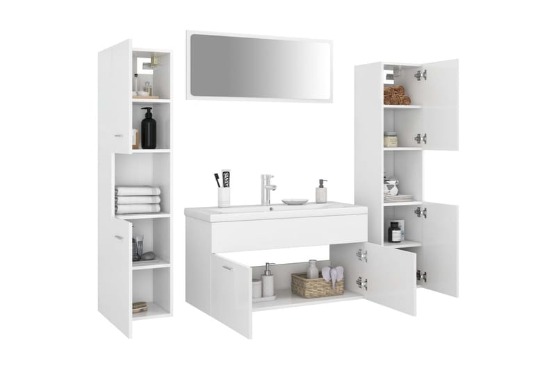 badeværelsesmøbelsæt spånplade hvid - Hvid - Hus & renovering - Køkken & bad - Badeværelse - Badeværelsesmøbler - Komplette møbelpakker