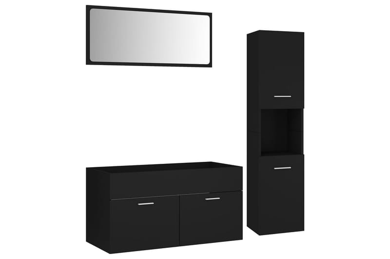 badeværelsesmøbelsæt spånplade sort - Sort - Komplette møbelpakker