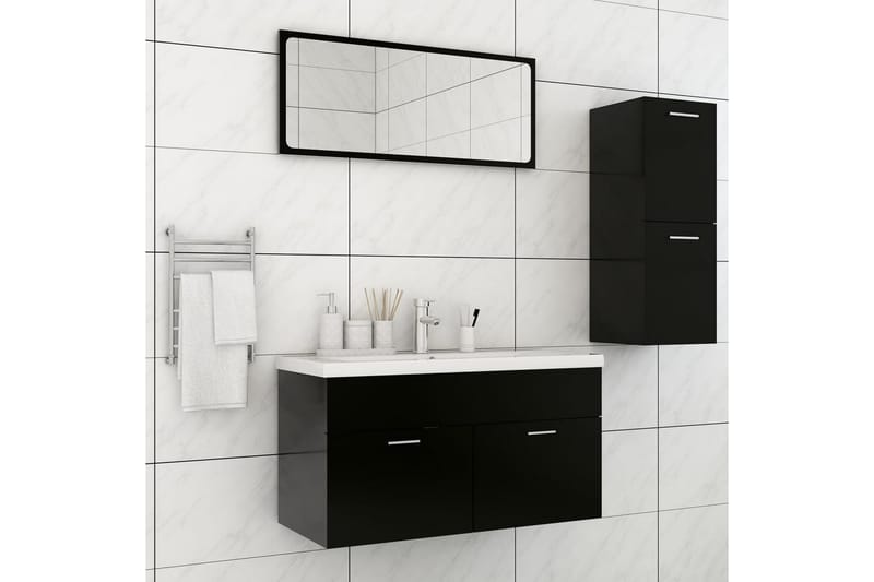 badeværelsesmøbelsæt spånplade sort - Sort - Hus & renovering - Køkken & bad - Badeværelse - Badeværelsesmøbler - Komplette møbelpakker