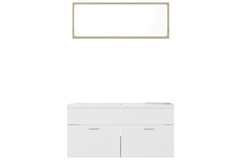 badeværelsesmøbels�æt spånplader hvid og sonoma-eg - Beige - Komplette møbelpakker