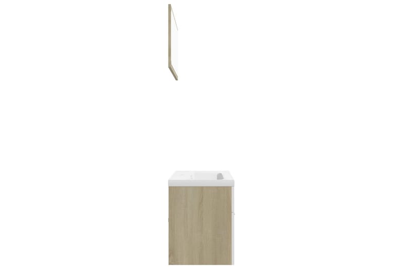badeværelsesmøbelsæt spånplader hvid og sonoma-eg - Beige - Komplette møbelpakker