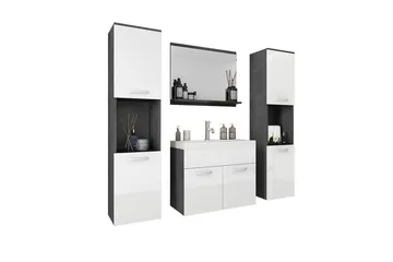 Badeværelsesmøbler - Hvid|Sort - Hus & renovering - Køkken & bad - Badeværelse - Badeværelsesmøbler - Komplette møbelpakker
