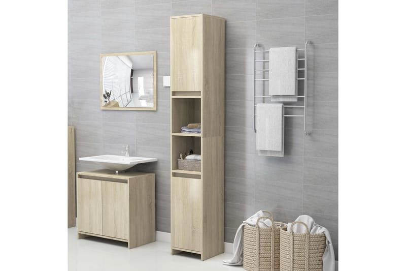 Badeværelsesskab 30X30X183,5 cm Spånplade Sonoma-Eg - Brun - Hus & renovering - Køkken & bad - Badeværelse - Badeværelsesmøbler - Badeværelsesopbevaring