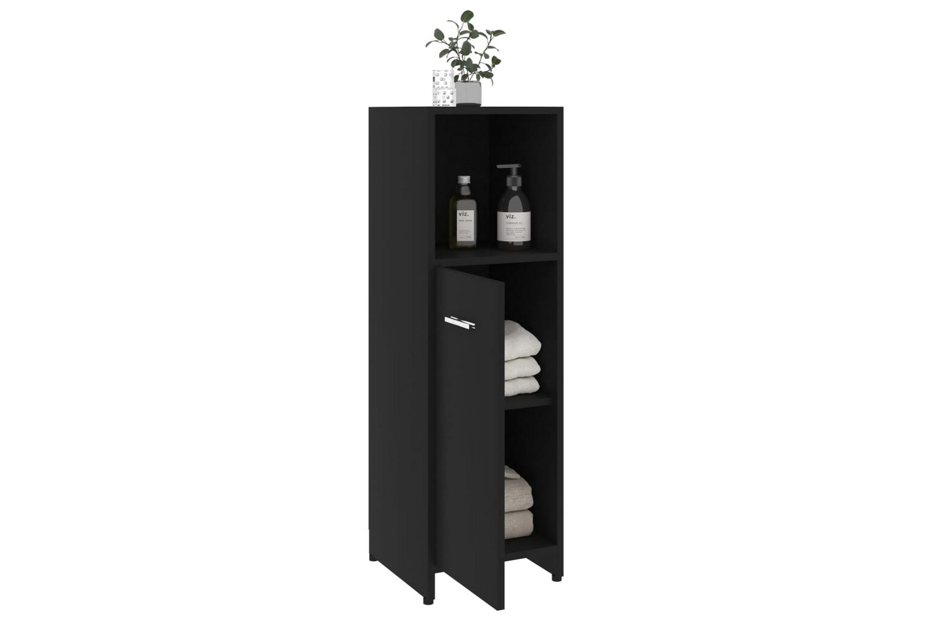 Badeværelsesskab 30X30X95 cm Spånplade Sort - Sort - Hus & renovering - Køkken & bad - Badeværelse - Badeværelsesmøbler - Badeværelsesopbevaring