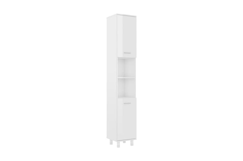 badeværelsesskab 30x30x179 cm spånplade hvid højglans - Hvid - Badeværelsesskab - Vægskabe & højskabe