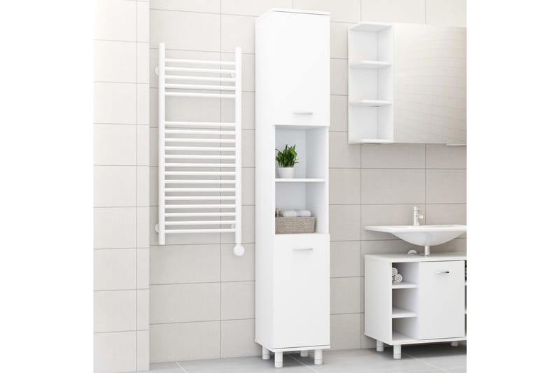 badeværelsesskab 30x30x179 cm spånplade hvid - Hvid - Badeværelsesskab - Vægskabe & højskabe