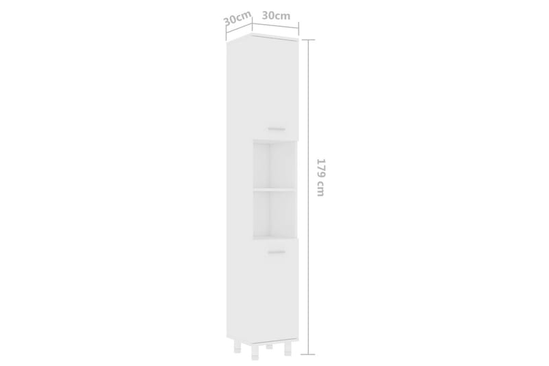 badeværelsesskab 30x30x179 cm spånplade hvid - Hvid - Badeværelsesskab - Vægskabe & højskabe