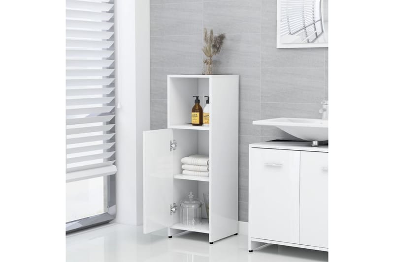 Badeværelsesskab 30X30X95 cm Spånplade Hvid Højglans - Hvid - Hus & renovering - Køkken & bad - Badeværelse - Badeværelsesmøbler - Badeværelsesskab