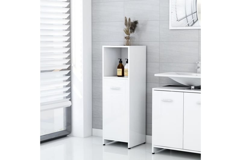 Badeværelsesskab 30X30X95 cm Spånplade Hvid Højglans - Hvid - Hus & renovering - Køkken & bad - Badeværelse - Badeværelsesmøbler - Badeværelsesskab