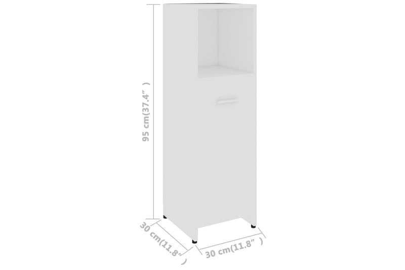 Badeværelsesskab 30X30X95 cm Spånplade Hvid - Hvid - Badeværelsesskab - Vægskabe & højskabe