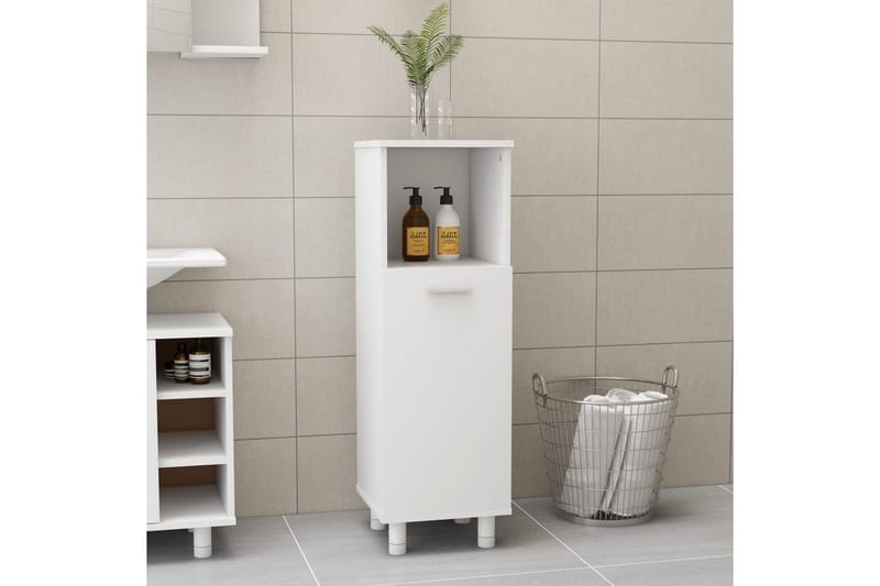 badeværelsesskab 30x30x95 cm spånplade hvid - Hvid - Badeværelsesskab - Vægskabe & højskabe