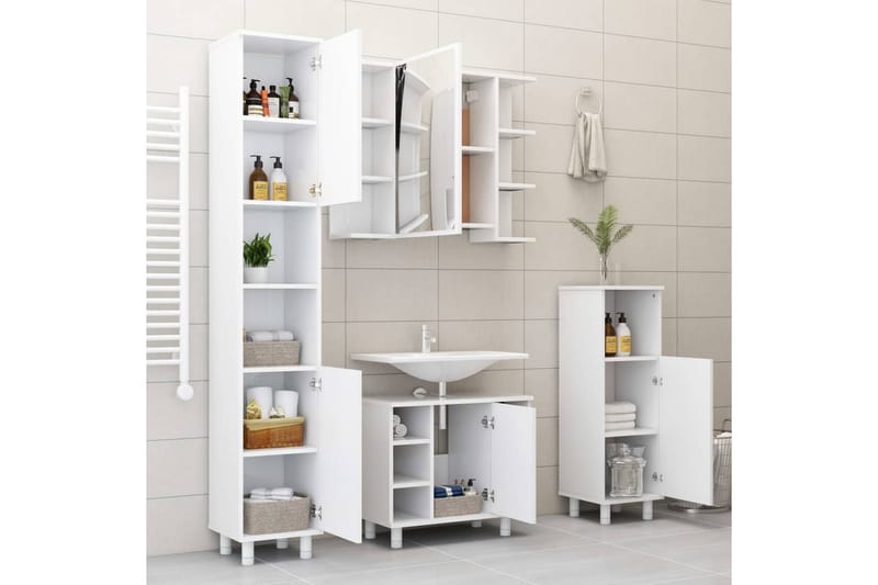 badeværelsesskab 30x30x95 cm spånplade hvid - Hvid - Hus & renovering - Køkken & bad - Badeværelse - Badeværelsesmøbler - Badeværelsesskab