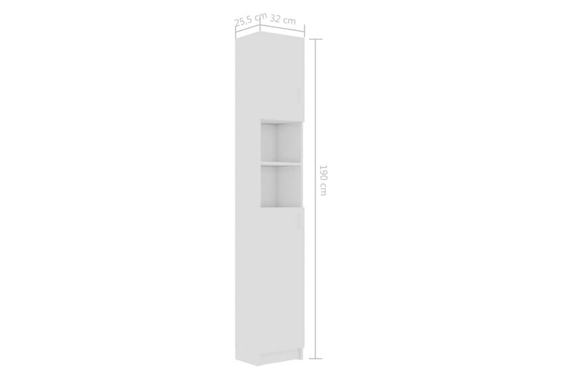 Badeværelsesskab 32X25,5X190 cm Spånplade Hvid Höjglans - Vægskabe & højskabe - Badeværelsesskab