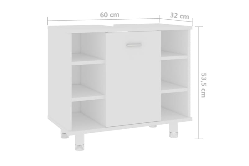 badeværelsesskab 60x32x53,5 cm spånplade hvid - Hvid - Badeværelsesskab - Vægskabe & højskabe