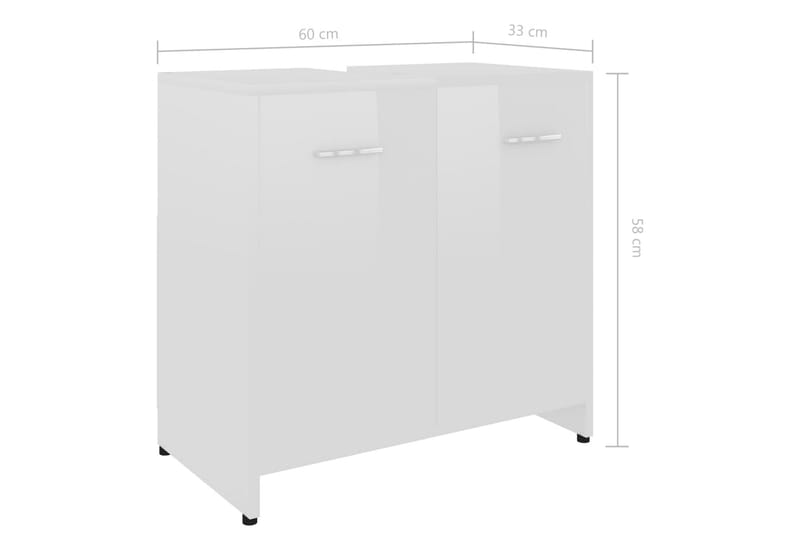 Badeværelsesskab 60X33X58 cm Spånplade Hvid Højglans - Hvid - Badeværelsesskab - Vægskabe & højskabe