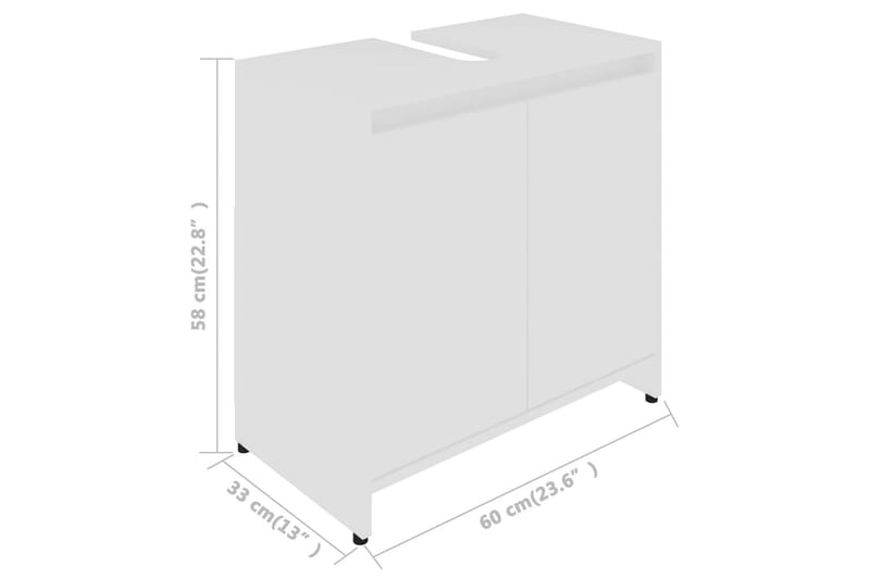 Badeværelsesskab 60X33X58 cm Spånplade Hvid - Hvid - Badeværelsesskab - Vægskabe & højskabe