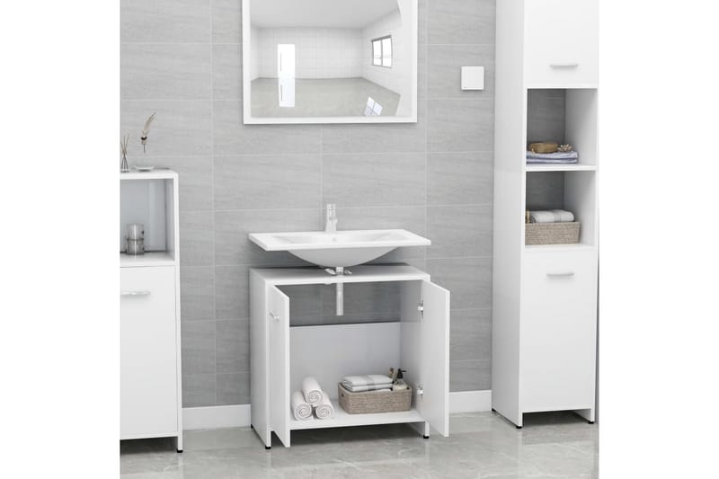 Badeværelsesskab 60X33X58 cm Spånplade Hvid - Hvid - Hus & renovering - Køkken & bad - Badeværelse - Badeværelsesmøbler - Badeværelsesskab
