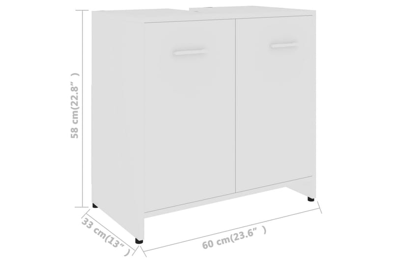 Badeværelsesskab 60X33X58 cm Spånplade Hvid - Hvid - Badeværelsesskab - Vægskabe & højskabe