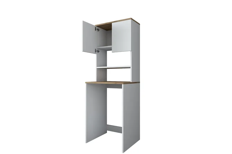 Caronti Badeværelsesskab 65x183,6 cm Hvid/Brun, Hanah Home