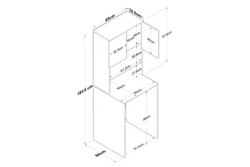 Caronti Badeværelsesskab 65x183,6 cm Hvid/Brun - Hanah Home - Hus & renovering - Køkken & bad - Badeværelse - Badeværelsesmøbler - Badeværelsesskab