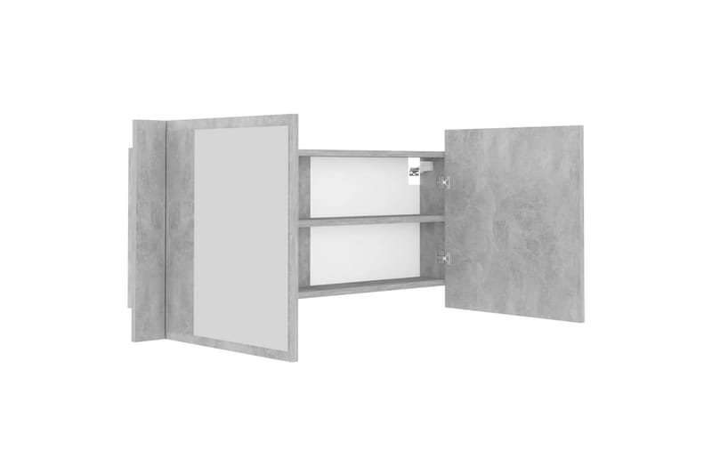 badeværelsesskab m. spejl + LED-lys 100x12x45 cm betongrå - Grå - Hus & renovering - Køkken & bad - Badeværelse - Badeværelsesmøbler - Spejlskabe