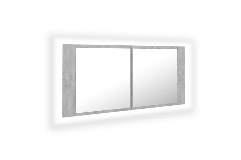 badeværelsesskab m. spejl + LED-lys 100x12x45 cm betongrå - Grå - Spejlskabe