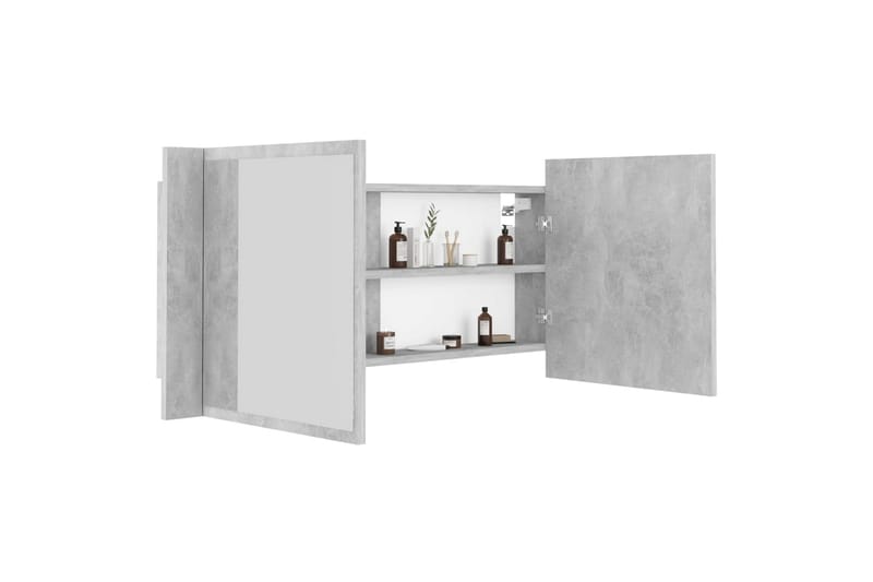 badeværelsesskab m. spejl + LED-lys 100x12x45 cm betongrå - Grå - Hus & renovering - Køkken & bad - Badeværelse - Badeværelsesmøbler - Spejlskabe