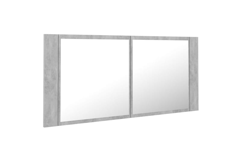 badeværelsesskab m. spejl + LED-lys 100x12x45 cm betongrå - Grå - Hus & renovering - Køkken & bad - Badeværelse - Badeværelsesmøbler - Spejlskabe