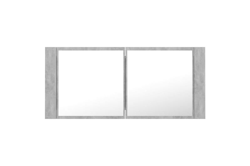 badeværelsesskab m. spejl + LED-lys 100x12x45 cm betongrå - Grå - Hus & renovering - Køkken & bad - Badeværelse - Badeværelsesmøbler - Spejlskabe