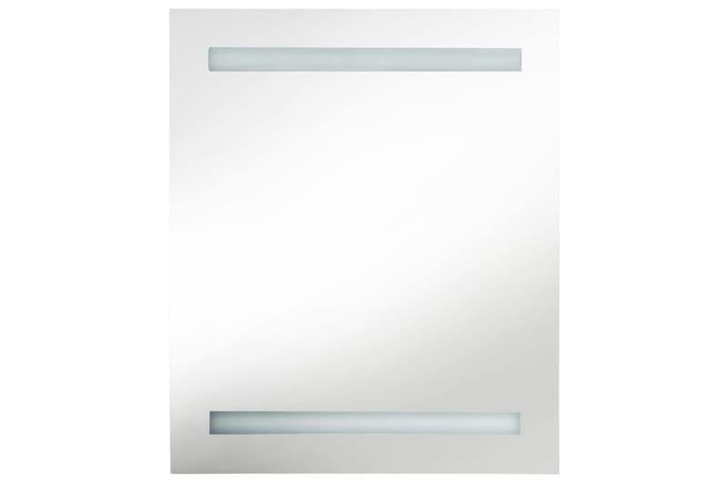 badeværelsesskab m. spejl + LED-lys 50x14x60 cm - Hvid - Spejlskabe