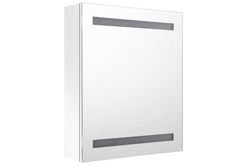 badeværelsesskab m. spejl + LED-lys 50x14x60 cm - Hvid - Spejlskabe