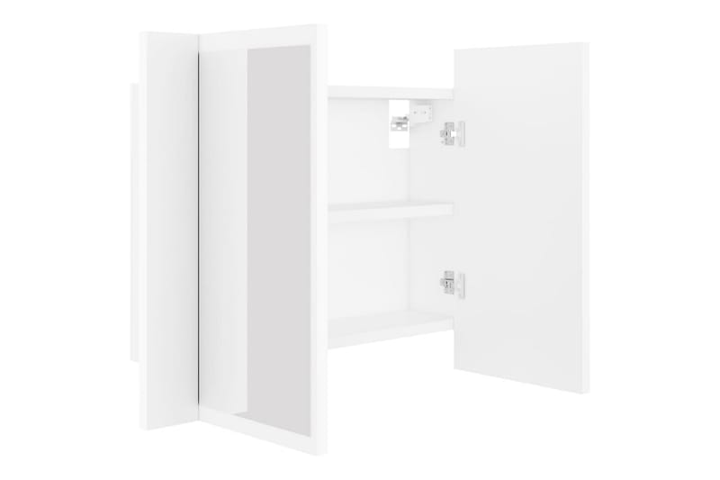 badeværelsesskab m. spejl + LED-lys 60x12x45 cm hvid - Hvid - Spejlskabe