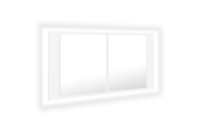 badeværelsesskab m. spejl + LED-lys 90x12x45 cm hvid - Hvid - Hus & renovering - Køkken & bad - Badeværelse - Badeværelsesmøbler - Spejlskabe