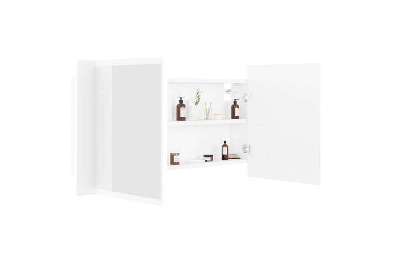 badeværelsesskab m. spejl + LED-lys 90x12x45 cm hvid - Hvid - Hus & renovering - Køkken & bad - Badeværelse - Badeværelsesmøbler - Spejlskabe