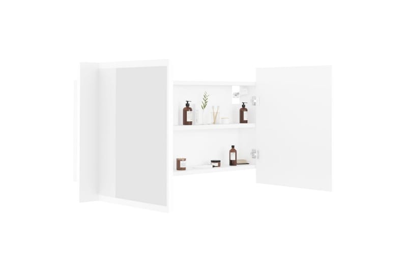 badeværelsesskab m. spejl + LED-lys 90x12x45 cm hvid - Hvid - Spejlskabe