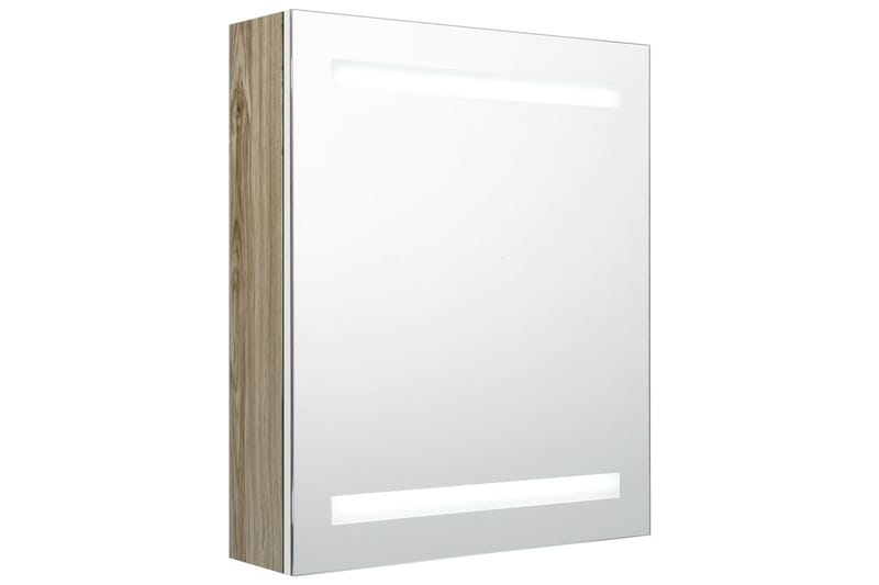 badeværelsesskab m. spejl LED 50x14x60 cm - Brun - Spejlskabe