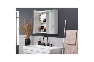 Badeværelsesskab med spejl Chabunco Hvid, Sølv - Hvid, Sølv - Hus & renovering - Køkken & bad - Badeværelse - Badeværelsesmøbler - Spejlskabe