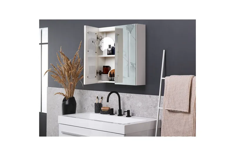 Badeværelsesskab med spejl Chabunco Hvid, Sølv - Hvid, Sølv - Hus & renovering - Køkken & bad - Badeværelse - Badeværelsesmøbler - Spejlskabe