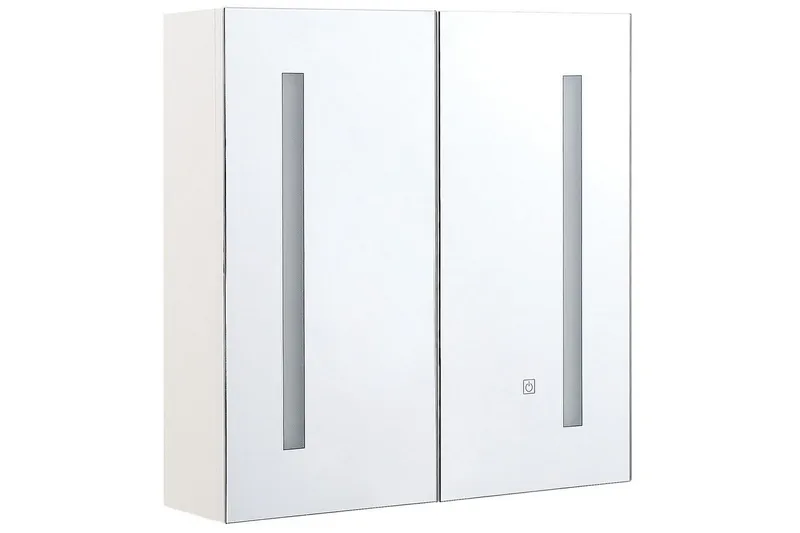 Badeværelsesskab med spejl Chabunco Hvid, Sølv, Hvid, Sølv