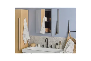 Badeværelsesskab med spejl Chabunco Sort, Sølv - Sort, Sølv - Hus & renovering - Køkken & bad - Badeværelse - Badeværelsesmøbler - Spejlskabe