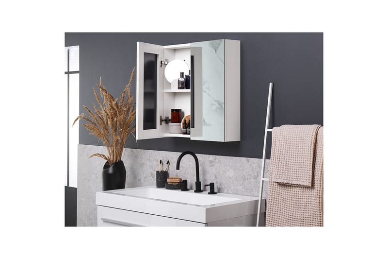 Badeværelsesskab med spejl Navarra Hvid, Sølv, 60x14x60 cm - Hvid, Sølv, 60x14x60 cm - Hus & renovering - Køkken & bad - Badeværelse - Badeværelsesmøbler - Spejlskabe