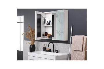 Badeværelsesskab med spejl Navarra Hvid, Sølv, 80x14x70 cm - Hvid, Sølv, 80x14x70 cm - Hus & renovering - Køkken & bad - Badeværelse - Badeværelsesmøbler - Spejlskabe