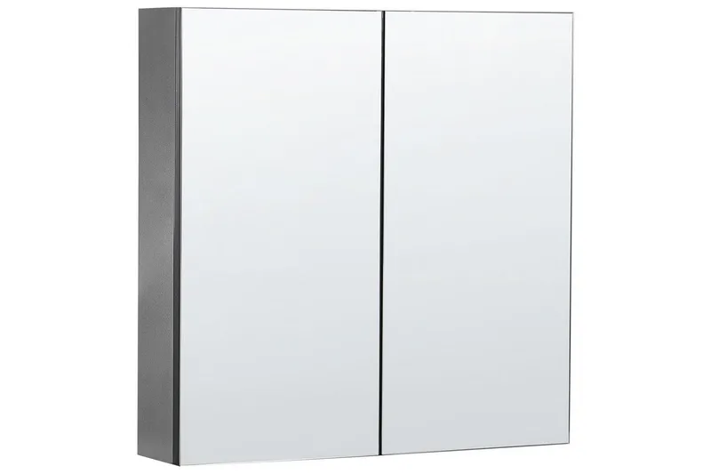 Badeværelsesskab med spejl Navarra Sort, Sølv, 60x14x60 cm, Sort, Sølv, 60x14x60 cm