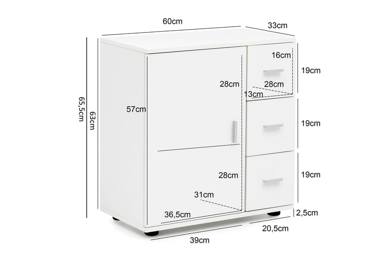 Paityn badeværelsesskab 60x33 cm - Hvid - Hus & renovering - Køkken & bad - Badeværelse - Badeværelsesmøbler - Badeværelsesskab