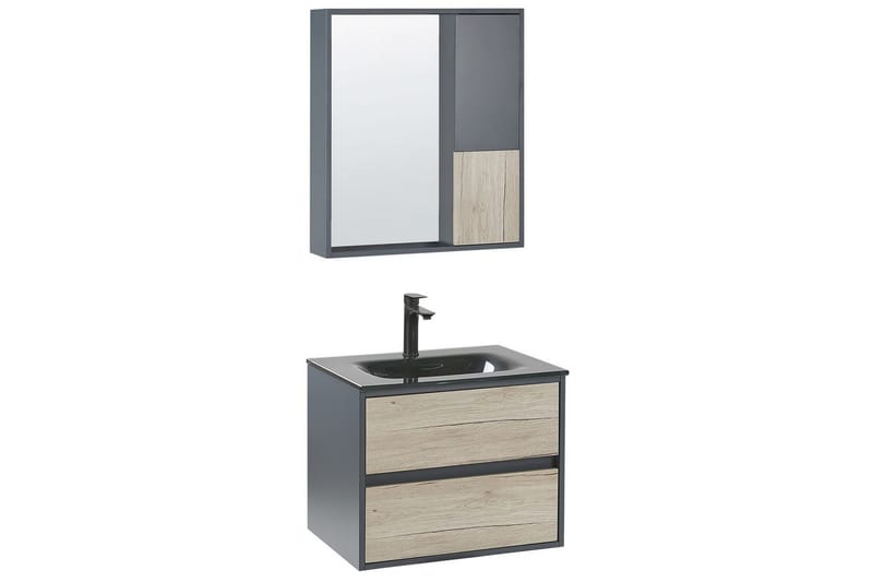 Badeværelsesskab Teruel Grå, lyst træ, 60x48x70 cm - Grå, lyst træ, 60x48x70 cm - Hus & renovering - Køkken & bad - Badeværelse - Badeværelsesmøbler - Badeværelsesskab