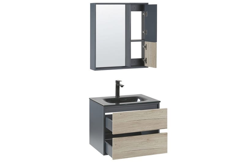 Badeværelsesskab Teruel Grå, lyst træ, 60x48x70 cm - Grå, lyst træ, 60x48x70 cm - Hus & renovering - Køkken & bad - Badeværelse - Badeværelsesmøbler - Badeværelsesskab