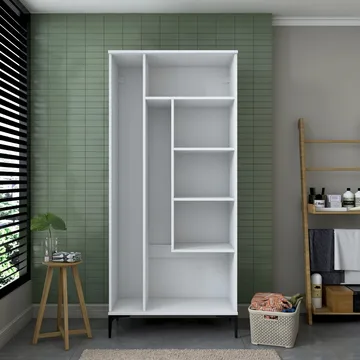 Badeværelsesskab Wallxpert Cleo Hylde (90 x 198,6 x 45 cm) Hvid - Hvid - Hus & renovering - Køkken & bad - Badeværelse - Badeværelsesmøbler - Badeværelsesskab