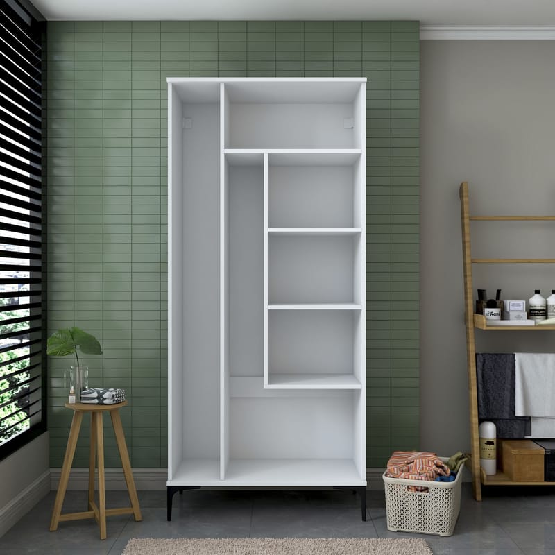 Badeværelsesskab Wallxpert Cleo Hylde (90 x 198,6 x 45 cm) Hvid - Hvid - Hus & renovering - Køkken & bad - Badeværelse - Badeværelsesmøbler - Badeværelsesskab