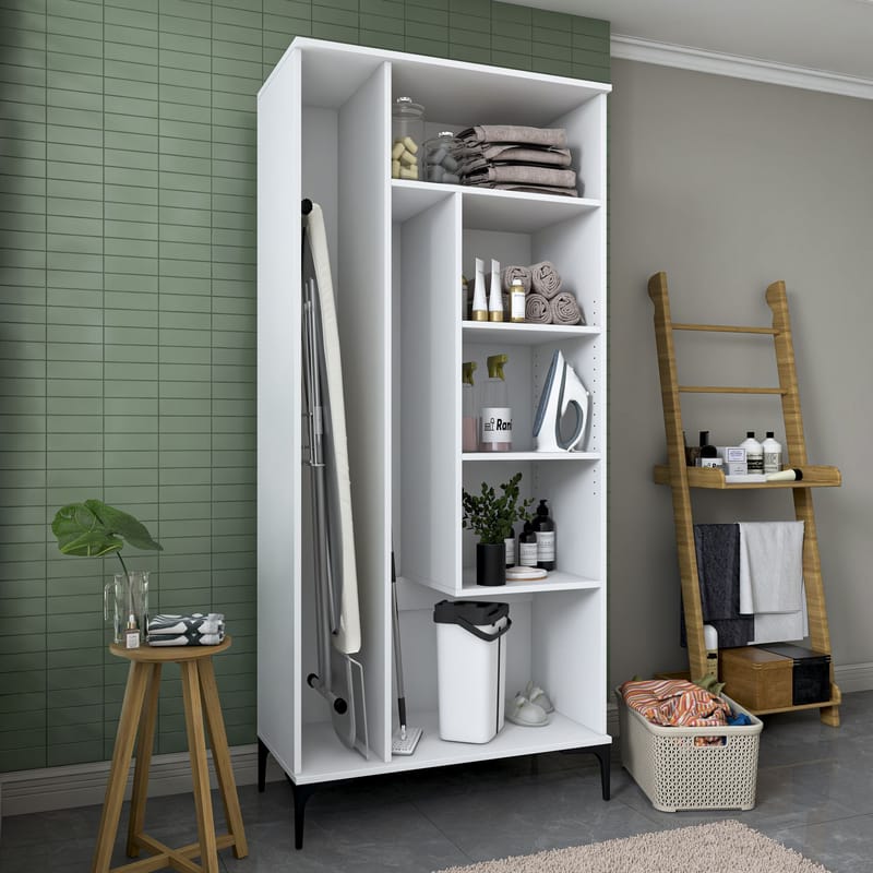 Badeværelsesskab Wallxpert Cleo Hylde (90 x 198,6 x 45 cm) Hvid - Hvid - Hus & renovering - Køkken & bad - Badeværelse - Badeværelsesmøbler - Badeværelsesskab