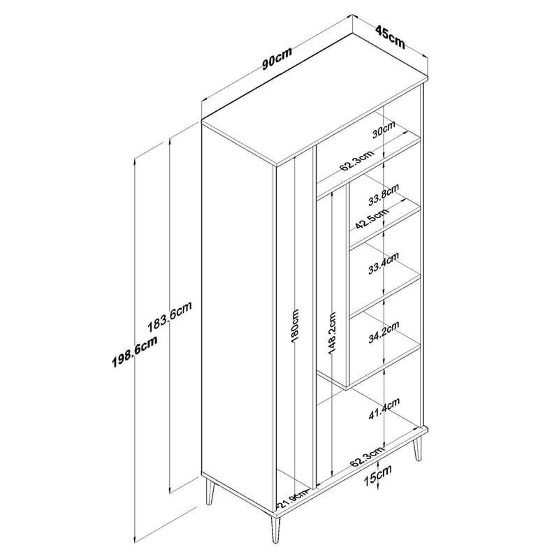 Badeværelsesskab Wallxpert Cleo Hylde (90 x 198,6 x 45 cm) Hvid - Hvid - Hus & renovering - Køkken & bad - Badeværelse - Badeværelsesmøbler - Badeværelsesskab